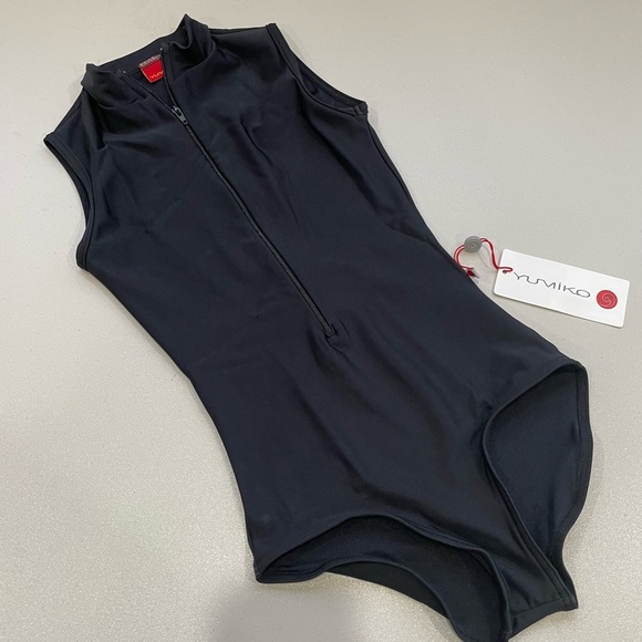 Yumiko Accessories - NWT Yumiko Jessica Nylon Black XS Leotard Front Fully Lined